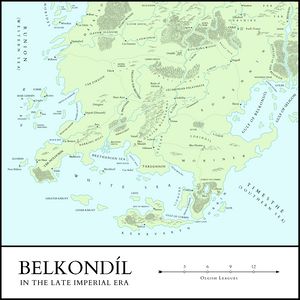 A Map of Belkondíl, showing all major geographical features