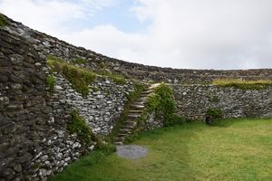 The cobblestone walls of the Irish ringfort, Grianan of Aileach